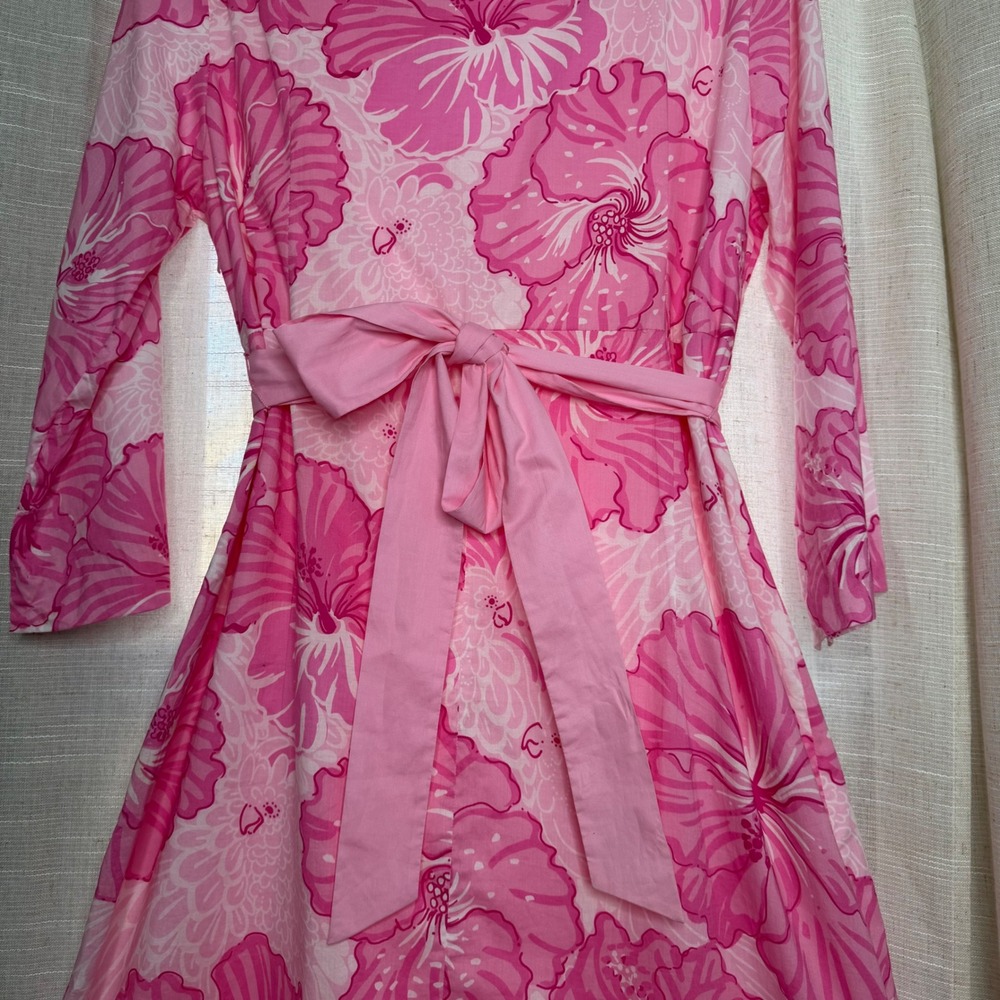 Lilly Pulitzer Pink Floral Midi Dress - 100% Cotton - Picture 9 of 11